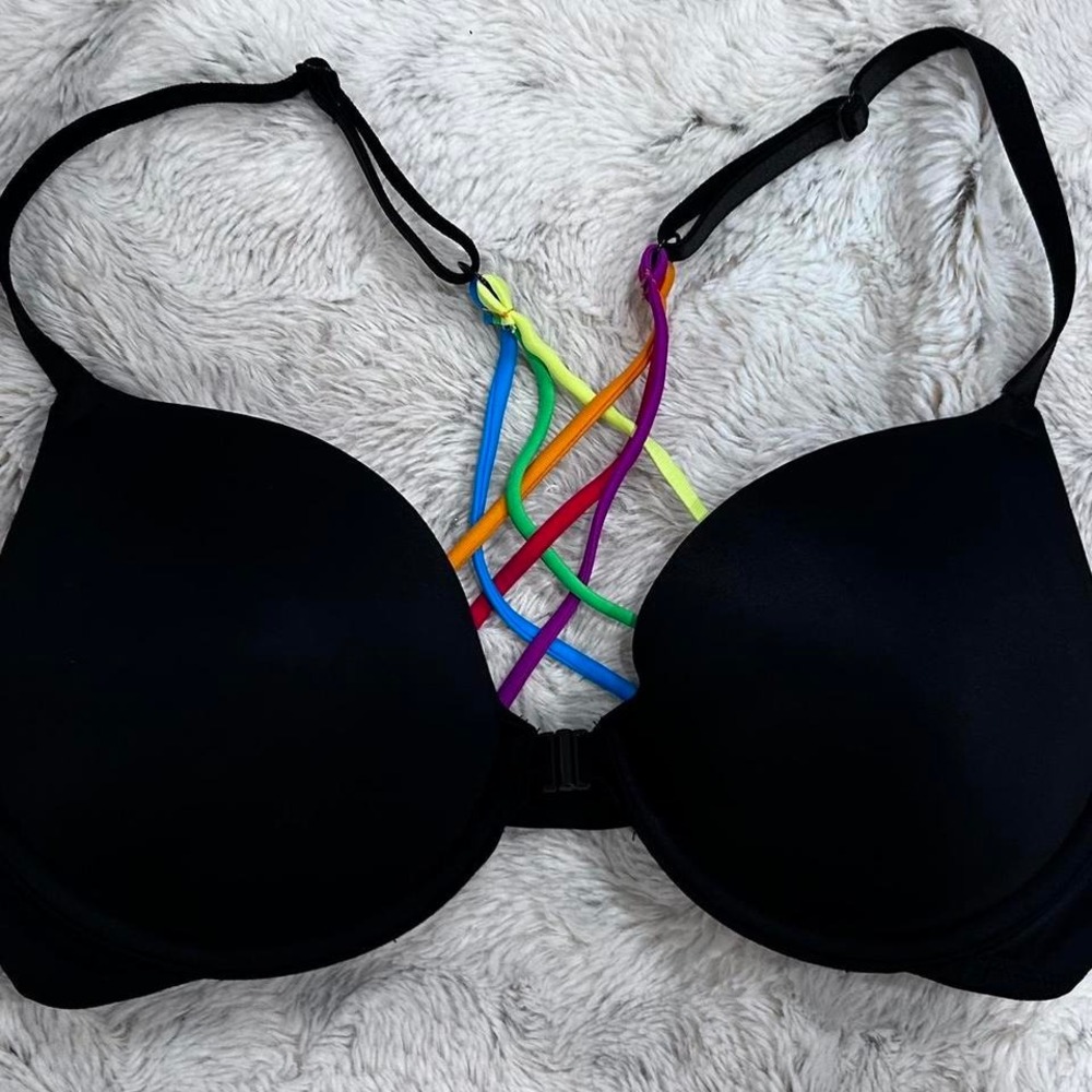Victoria Secret PINK Bra with rainbow straps 34B EUC women's‎ beach summer